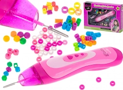 Růžová zaplétací souprava na korálky