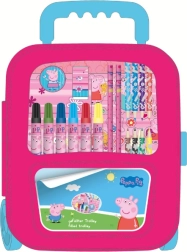 Růžový výtvarný kufřík na kolečkách PEPPA PIG pro děti