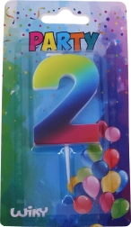 Párty svíčka číslo 2 duhová
