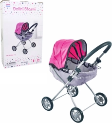 černo-růžový kočárek pro panenky