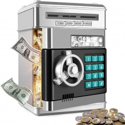 Interaktivní sejf - pokladnička se zámkem na kód - stříbrná