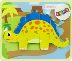 Dřevěné puzzle dinosaurus – žlutý stegosaurus nebo žlutý oviraptor