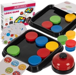 Logická hra KRUZZEL pro 2 hráče s kartami a zvonkem