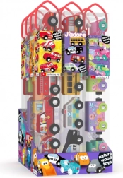 Sada dřevěných autíček v tubě – 4 vozidla