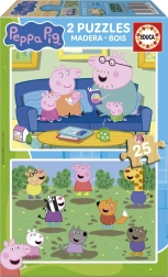 Dřevěné puzzle Prasátko PEPPA – 2×25 dílků