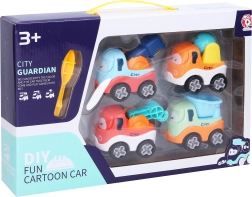 Stavební šroubovací auta, sada 4 ks, 7 cm