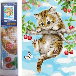 Norimpex diamantové malování koťátko na třešni 30 × 40 cm