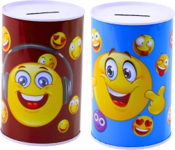 Kovová pokladnička Emotikony modrá a hnědá