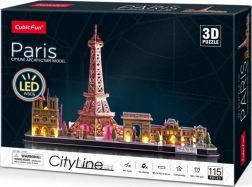 svítící 3d puzzle cityline panorama paříž 115 dílků