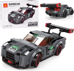 Technické stavebnice sportovní auto šedé, 166 dílků s nálepkami