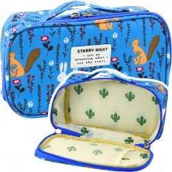 Školní penál s organizérem - modrý