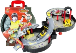 Dvoupatrové parkoviště pro auta v kufříku ve tvaru kola