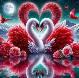 Diamantové malování zamilované labutě 30 × 40 cm