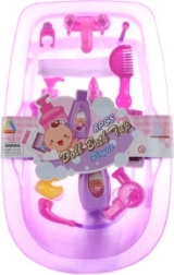 Plastová vanička pro panenky s doplňky (39 × 24,5 × 8 cm)