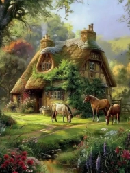 Diamantové malování Lesní chata 30 × 40 cm