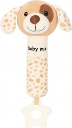plyšová hrkací hračka s pískátkem BABY MIX – hnědý pejsek