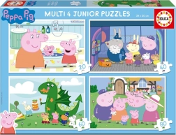 Puzzle Prasátko Peppa 4v1 (20, 40, 60, 80 dílků) EDUCA
