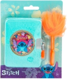 Plyšový deník disney stitch se zámečkem a chlupatým perem