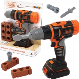 elektronická aku vrtačka a šroubovák smoby black&decker s cihlou