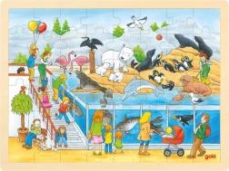 Dřevěné puzzle Návštěva Zoo 48 dílků