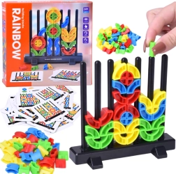 Montessori barevná geometrická vkládačka na tyčky s kartami vzorů