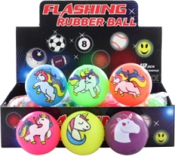 Gumový míček jednorožec se světlem 5,5 cm