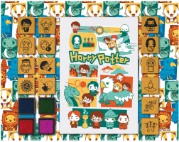 Zábavná razítka s blokem HARRY POTTER – pěnová sada 14 razítek a 4 barevné podušky