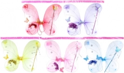 Motýlí křídla s třpytkami – sada s čelenkou a hůlkou