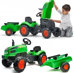 Falk šlapací traktor X Tractor zelený s přívěsem a klaksonem od 2 let