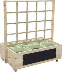 Dřevěný květináč na kolečkách s tabulí CLASSIC WORLD EDU