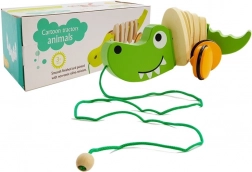 Dřevěný tahací krokodýl 18 cm