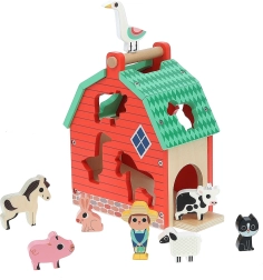 Dřevěná farma se zvířátky a vkládačkou