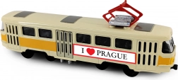 Kovová retro tramvaj PRAGUE T3 16 cm se zpětným chodem