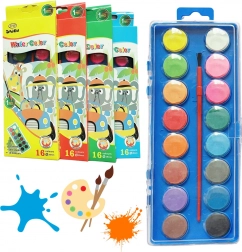 Školní akvarelové barvy 16 barev s štětcem