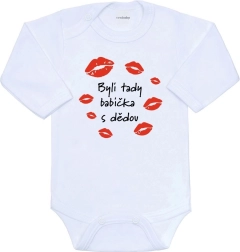 Dětské body s potiskem New Baby – Byli tady babička s dědou, dlouhý rukáv