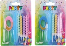 Párty svíčka číslo 0 s 4 svíčkami