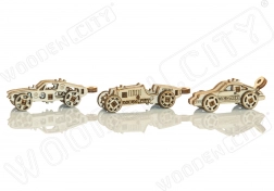 Dřevěné 3D puzzle mini sada sportovní auta