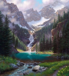 Diamantové malování Horský potok 30x40 cm