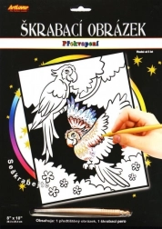 Škrabací obrázek s překvapením Dva papoušci 20x25 cm