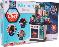 dětská kuchyňka s osvětlením, zvuky a tekoucí vodou, 53 dílů