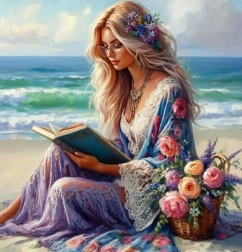Diamantové malování Dívka s knihou 30 × 40 cm