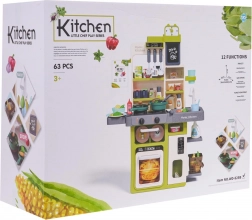 Dětská kuchyňka se světly, zvuky a parou, 63 dílů – zelená