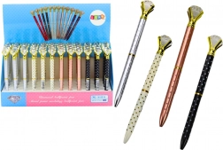 Kuličkové pero s diamantem, puntíkované, modrý inkoust 0,7 mm (mix barev)