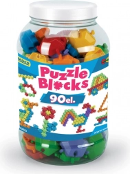 Stavebnice puzzle ve velké dóze 90 ks