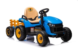 Dětský elektrický traktor s přívěsem modrý