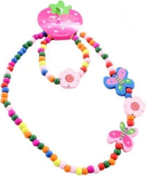 Sada náhrdelníku a náramku s motýlky z dřevěných korálků