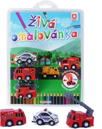 Živá omalovánka záchranáři – sada 3 autíček se zpětným chodem