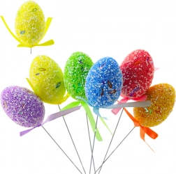 Velikonoční vajíčka na zápich s mašličkou, barevná sada 6 ks