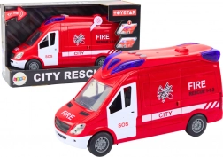Hasičské auto se světly a zvuky s otevíracími dveřmi, červené