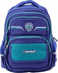 Školní Dětský Batoh s Hrudním Pásem v Tmavě Modré a Zelené